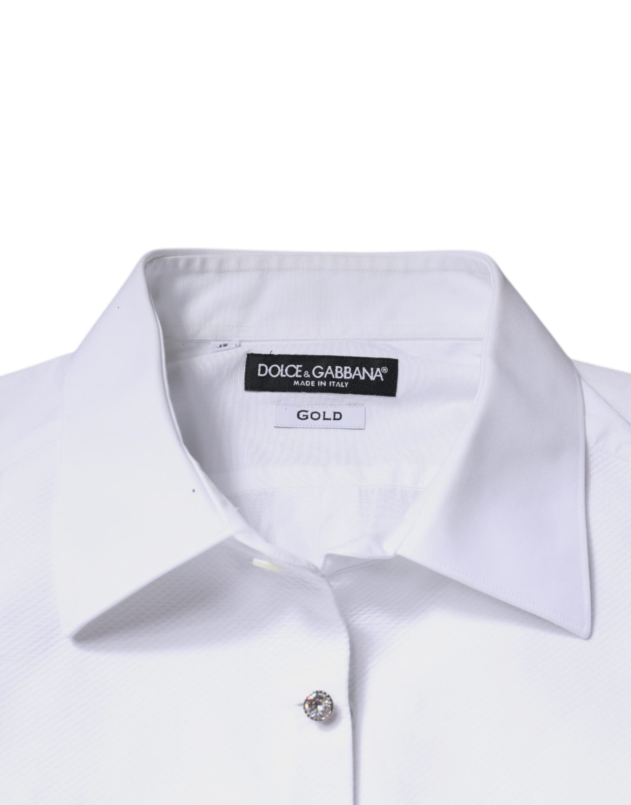 Dolce & Gabbana White Bib Cotton Poplin GOLD Men's Shirt